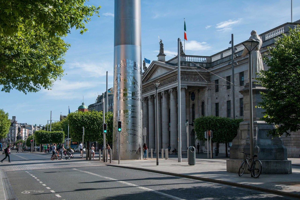 DUBLIN. IRELAND - 30 May, 2020 :The central street of Dublin â   Oâ  Connell street.